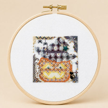 🎃 Golden Pumpkin Shadow – Halloween Cross Stitch Kit | Beginner Friendly DIY Kit