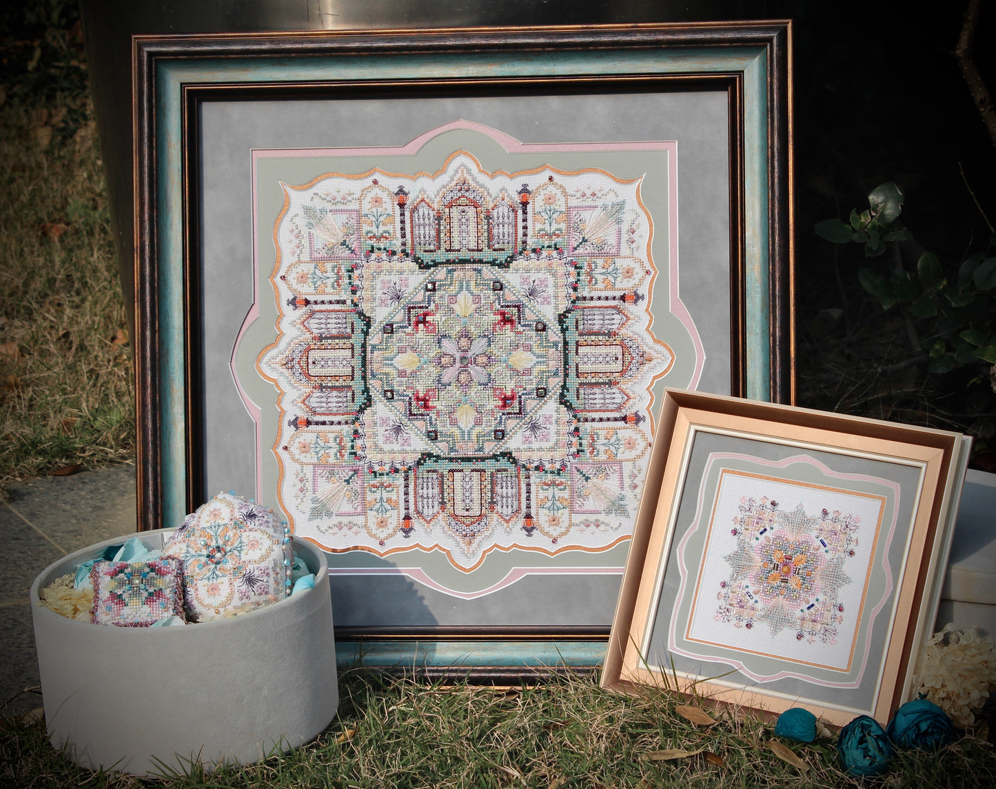 Cross Stitch & Beaded EmbroideryKit | Aster Courtyard｜Silk Threads｜Mother’s Day gift