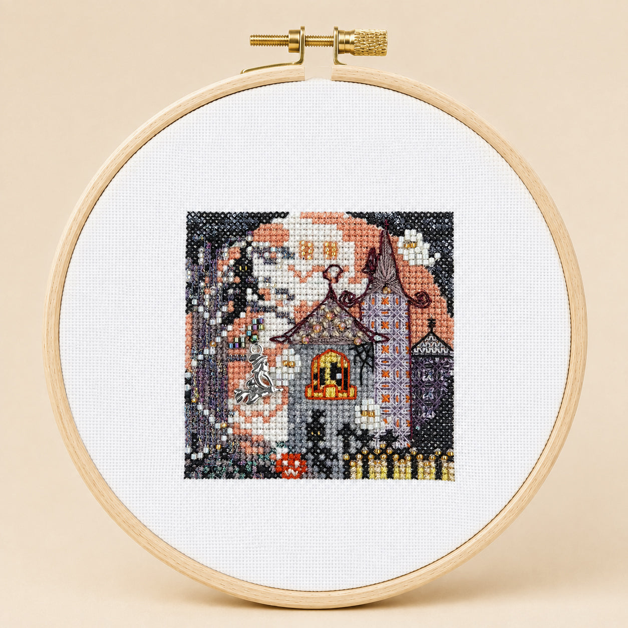 👻 Ancient Mansion Twilight – Halloween Cross Stitch Kit | Beginner Friendly DIY Kit