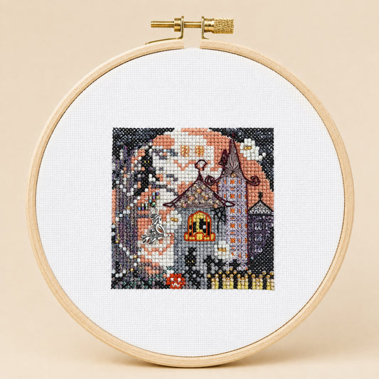 👻 Ancient Mansion Twilight – Halloween Cross Stitch Kit | Beginner Friendly DIY Kit