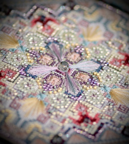 Cross Stitch & Beaded EmbroideryKit | Aster Courtyard｜Silk Threads｜Mother’s Day gift