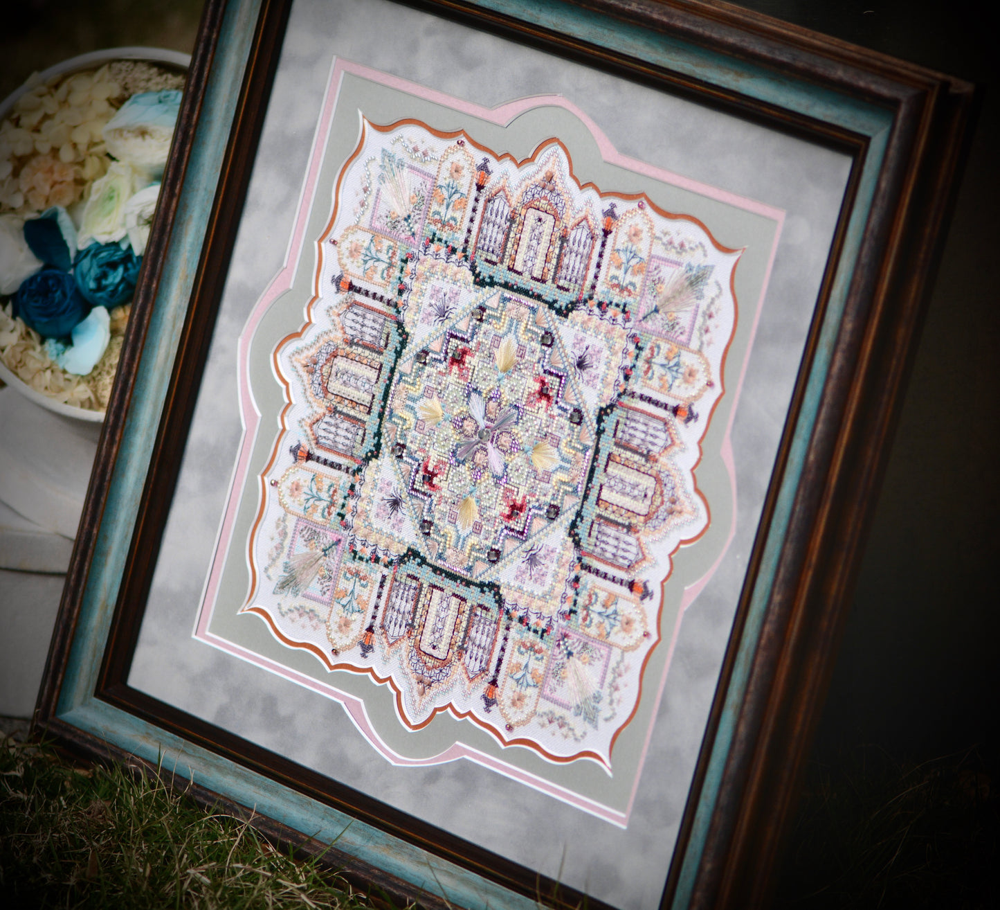 Cross Stitch & Beaded EmbroideryKit | Aster Courtyard｜Silk Threads｜Mother’s Day gift